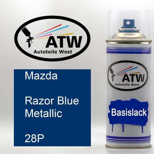 Mazda, Razor Blue Metallic, 28P: 400ml Sprühdose, von ATW Autoteile West.